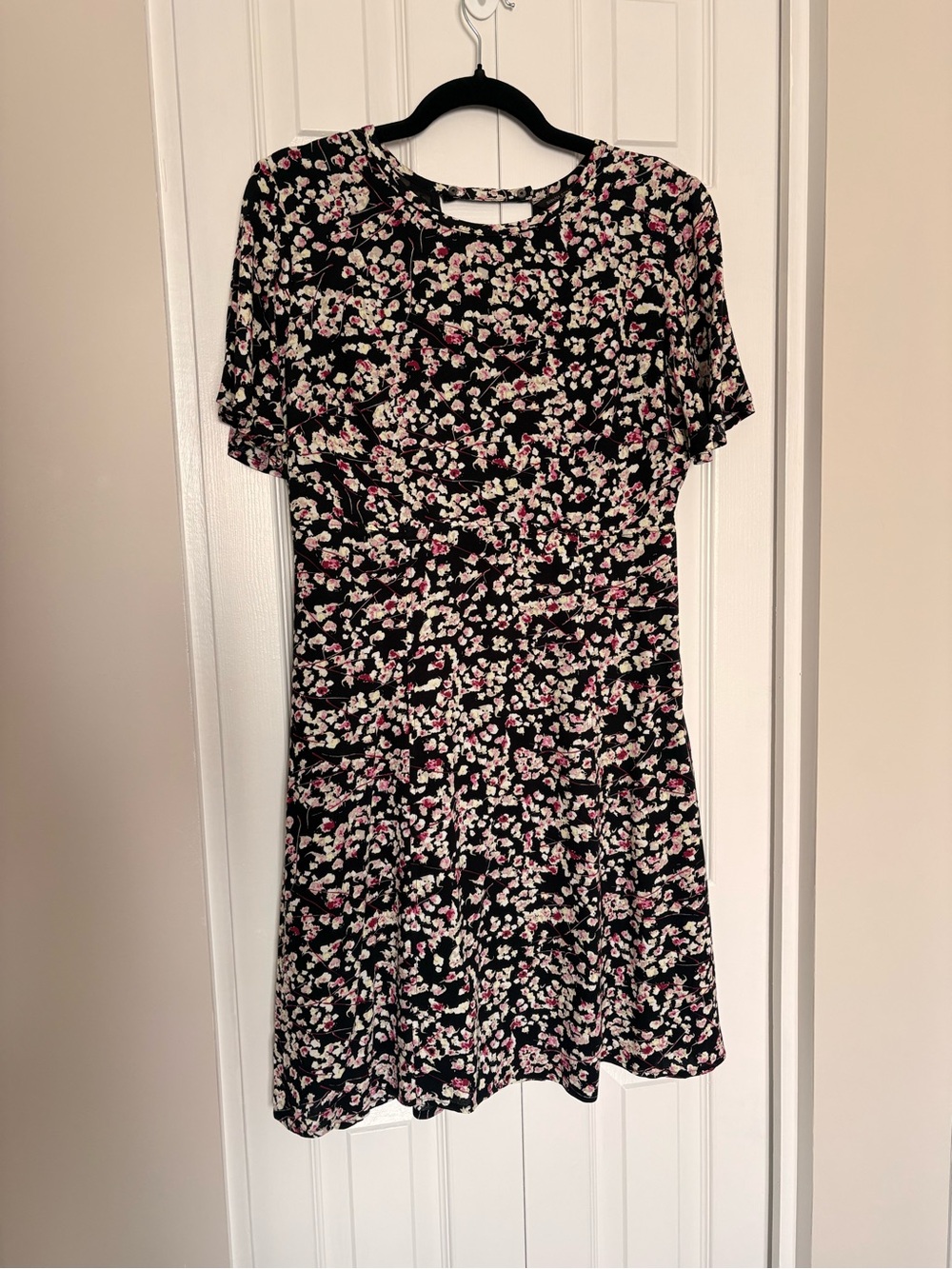 Banana Republic Black Floral Dress with Pink and White Flowers